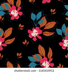 Elegance pattern with flowers and leaf.Floral vector illustration.