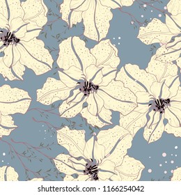 Elegance pattern with flowers and leaf.Floral vector illustration.

