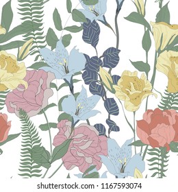 Elegance pattern with flowers and leaf.Floral vector illustration.