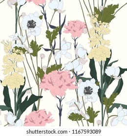 Elegance pattern with flowers and leaf.Floral vector illustration.