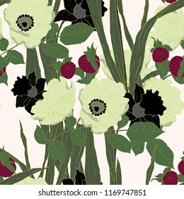 Elegance pattern with flowers and leaf.Floral vector illustration.