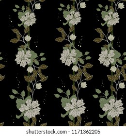 Elegance pattern with flowers and leaf.Floral vector illustration.