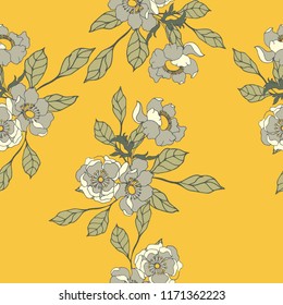 Elegance pattern with flowers and leaf.Floral vector illustration.