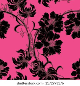 Elegance pattern with flowers and leaf.Floral vector illustration.