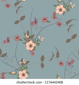 Elegance pattern with flowers and leaf.Floral vector illustration.