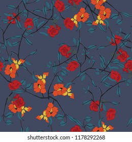 Elegance pattern with flowers and leaf.Floral vector illustration.
