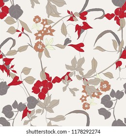Elegance pattern with flowers and leaf.Floral vector illustration.