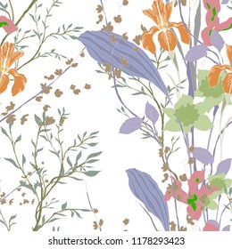 Elegance pattern with flowers and leaf.Floral vector illustration.