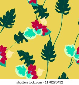 Elegance pattern with flowers and leaf.Floral vector illustration.