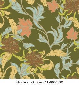 Elegance pattern with flowers and leaf.Floral vector illustration.