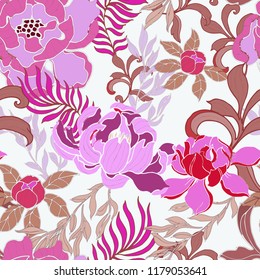 Elegance pattern with flowers and leaf.Floral vector illustration.