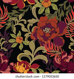 Elegance pattern with flowers and leaf.Floral vector illustration.