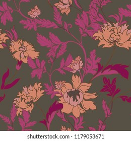 Elegance pattern with flowers and leaf.Floral vector illustration.