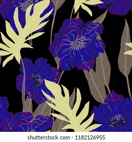 Elegance pattern with flowers and leaf.Floral vector illustration.