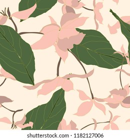 Elegance pattern with flowers and leaf.Floral vector illustration.