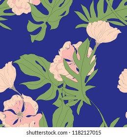 Elegance pattern with flowers and leaf.Floral vector illustration.