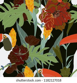 Elegance pattern with flowers and leaf.Floral vector illustration.