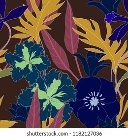 Elegance pattern with flowers and leaf.Floral vector illustration.