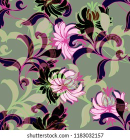 Elegance pattern with flowers and leaf.Floral vector illustration.

