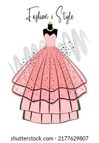 A elegance pink dress on mannequin fashion illustration