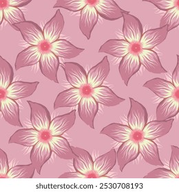 Elegance pink floral stems seamless pattern on a grey background. Vector hand drawn. Artistic, abstract flowers and tiny leaves, buds bells printing. Template for designs, fabric, fashion, textile