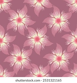 Elegance pink floral stems seamless pattern on a grey background. Vector hand drawn. Artistic, abstract flowers and tiny leaves, buds bells printing. Template for designs, fabric, fashion, textile