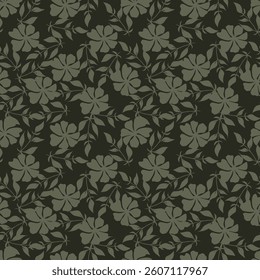 Elegance pink floral stems seamless pattern on a grey background. Vector hand drawn. Artistic, abstract flowers and tiny leaves, buds bells printing. Template for designs, fabric, fashion, textile