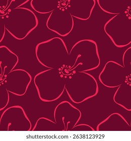 Elegance pink floral stems seamless pattern on a grey background. Vector hand drawn. Artistic, abstract flowers and tiny leaves, buds bells printing. Template for designs, fabric, fashion, textile