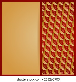 elegance red and gold background with japanese pattern, for greeting, invitation card, or cover. Vector illustration