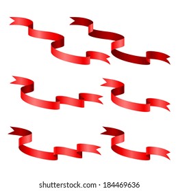 Elegance red ribbon banner blank set isolated on white background