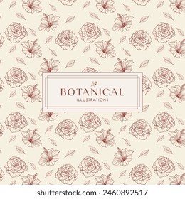 Elegancia Red Crema suave dibujado a mano mono-línea floral flor botánica diseño de fondo