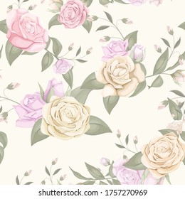 elegance rose seamless textile and wallpaper pattern vector design