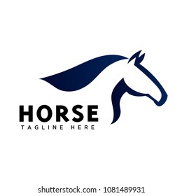 Elegance run fast head horse art logo