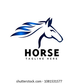 Elegance run fast head horse art logo