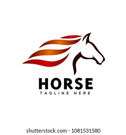 Elegance run fast head horse art logo