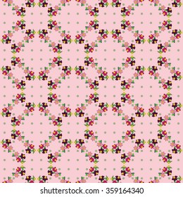 Elegance Seamless color flower pattern on dotted background, vector illustration