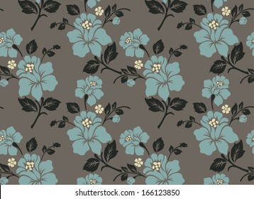 Elegance Seamless color peony pattern on gray background, vector illustration