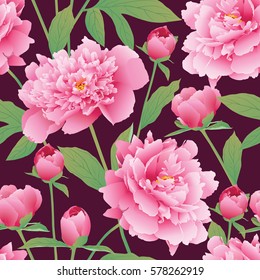 Elegance Seamless color peony pattern. Garden peony. Background for web pages, wedding invitations, save the date cards. Flower vector background. EPS 10 vector.