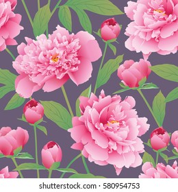 Elegance Seamless color peony pattern. Garden peony. Background for web pages, wedding invitations, save the date cards. Flower vector background. EPS 10 vector.