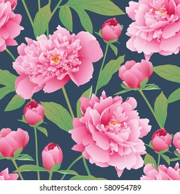Elegance Seamless color peony pattern. Garden peony. Background for web pages, wedding invitations, save the date cards. Flower vector background. EPS 10 vector.