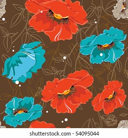 Elegance seamless floral pattern with flowers. Abstract design background, vector illustration