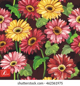 Elegance Seamless floral pattern with Gerbera flowers, eps8