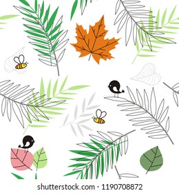  Elegance Seamless pattern with animal and  floral