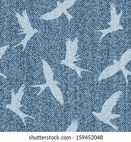 Elegance seamless pattern with blue denim jeans brids.