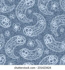 Elegance seamless pattern with denim jeans background