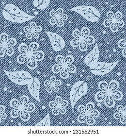 Elegance seamless pattern with denim jeans background