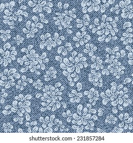 Elegance seamless pattern with denim jeans background