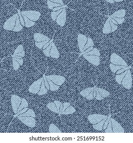 Elegance seamless pattern with denim jeans background