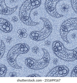 Elegance seamless pattern with denim jeans background