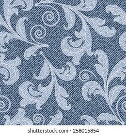 Elegance seamless pattern with denim jeans background